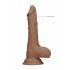 RealRock Dong 7 - Natürlicher Dildo mit Hoden (17 cm) - Dunkel Natur