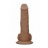 RealRock Dong 10 - realistické dildo s varlaty (25 cm) - tmavě přírodní