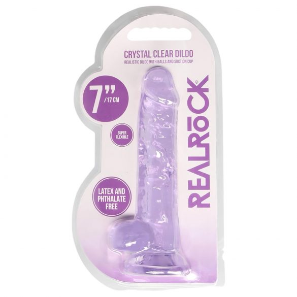 REALROCK - průsvitné realistické dildo - fialové (17cm)