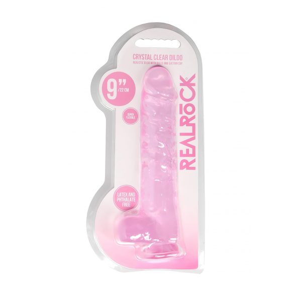 REALROCK - průsvitné realistické dildo - růžové (22cm)