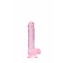 REALROCK - průsvitné realistické dildo - růžové (15cm)