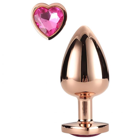 Gleaming Love - Aluminium Analplug mit Herzstein (Roségold)