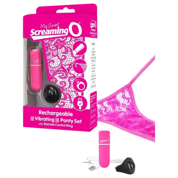 Screaming O Panty Set - vibrační tanga (růžová) S-L