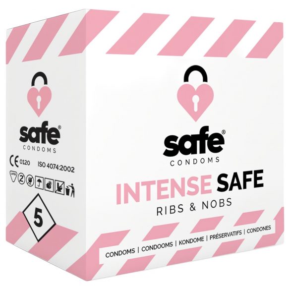 SAFE Intense Safe - vroubkované a tečkované kondomy (5ks)